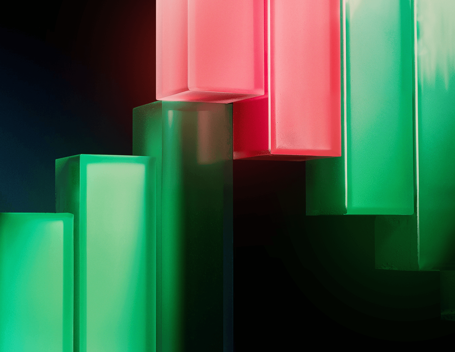 Red and green glowing candlesticks