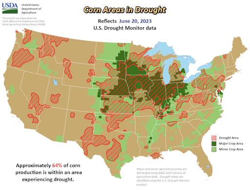 Corn Drought Map 06-26-2023