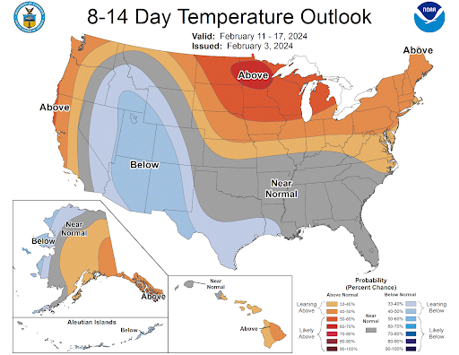 8-14 Day Temperature Outlook 02-04-2024