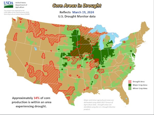 Corn Drought Map 03-24-2024
