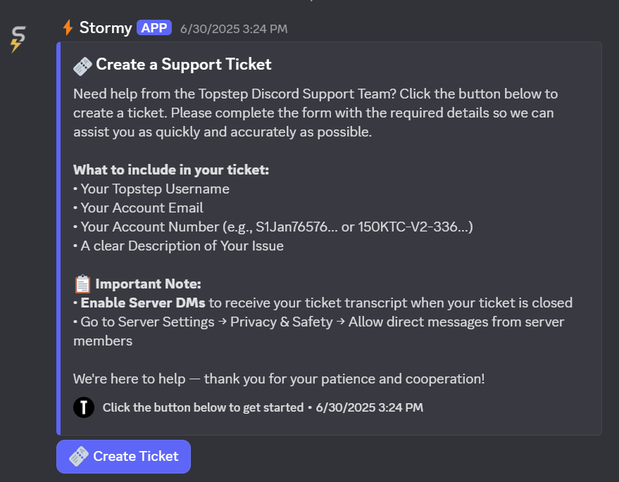 Stormy, Topstep's Discord AI Chatbot