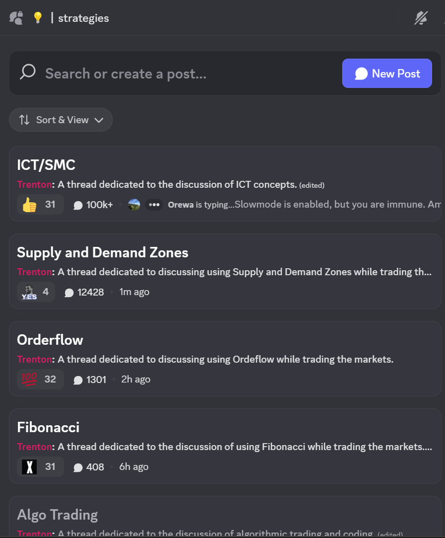 The Strategies channel on Topstep's Trading Discord Server